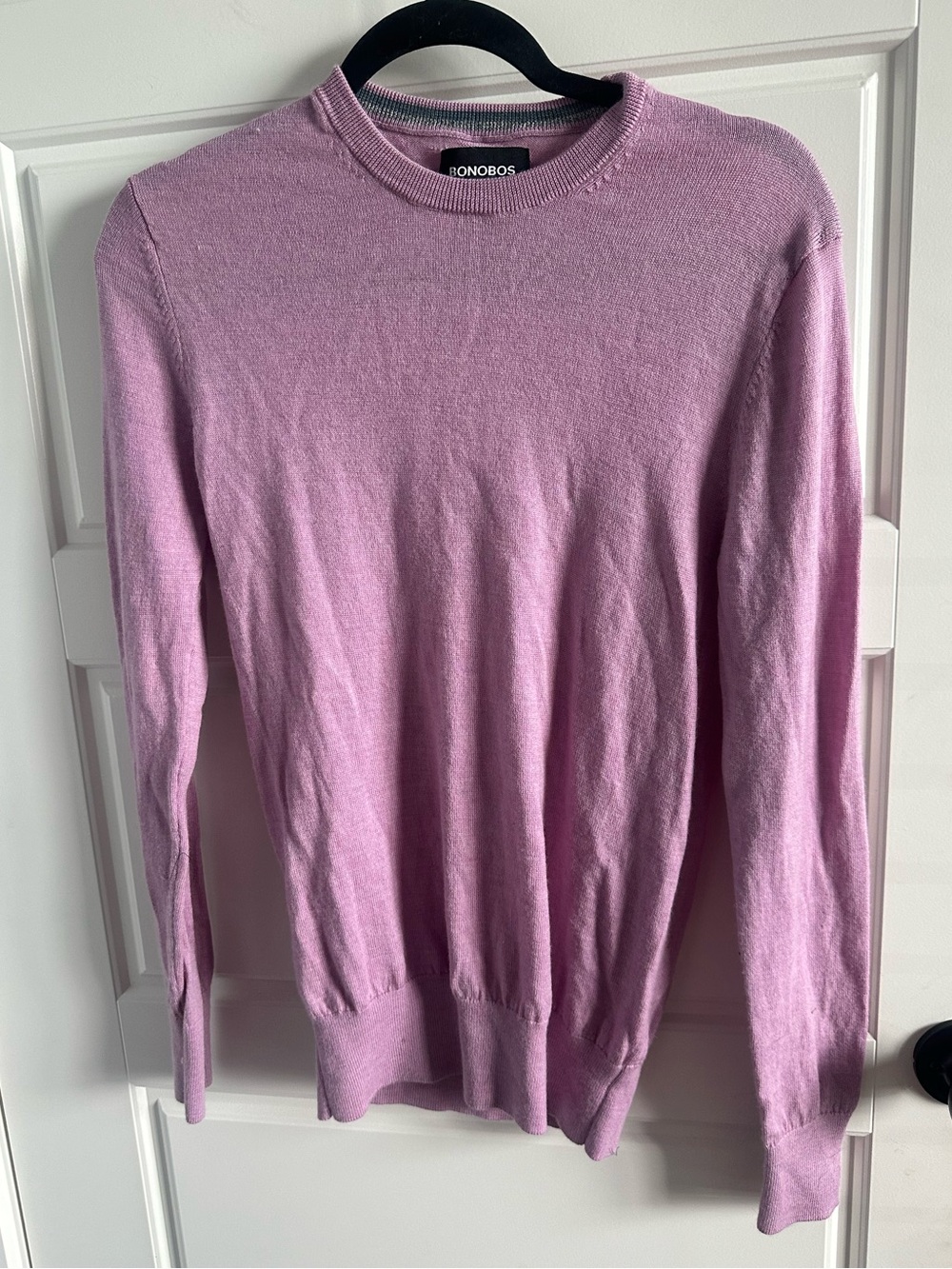 Bonobos Small Extra Fine Merino Wool Crewneck Sweater Pink Men’s Pullover